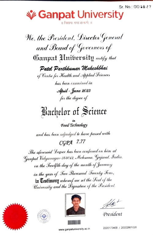 B.Sc Certificate
